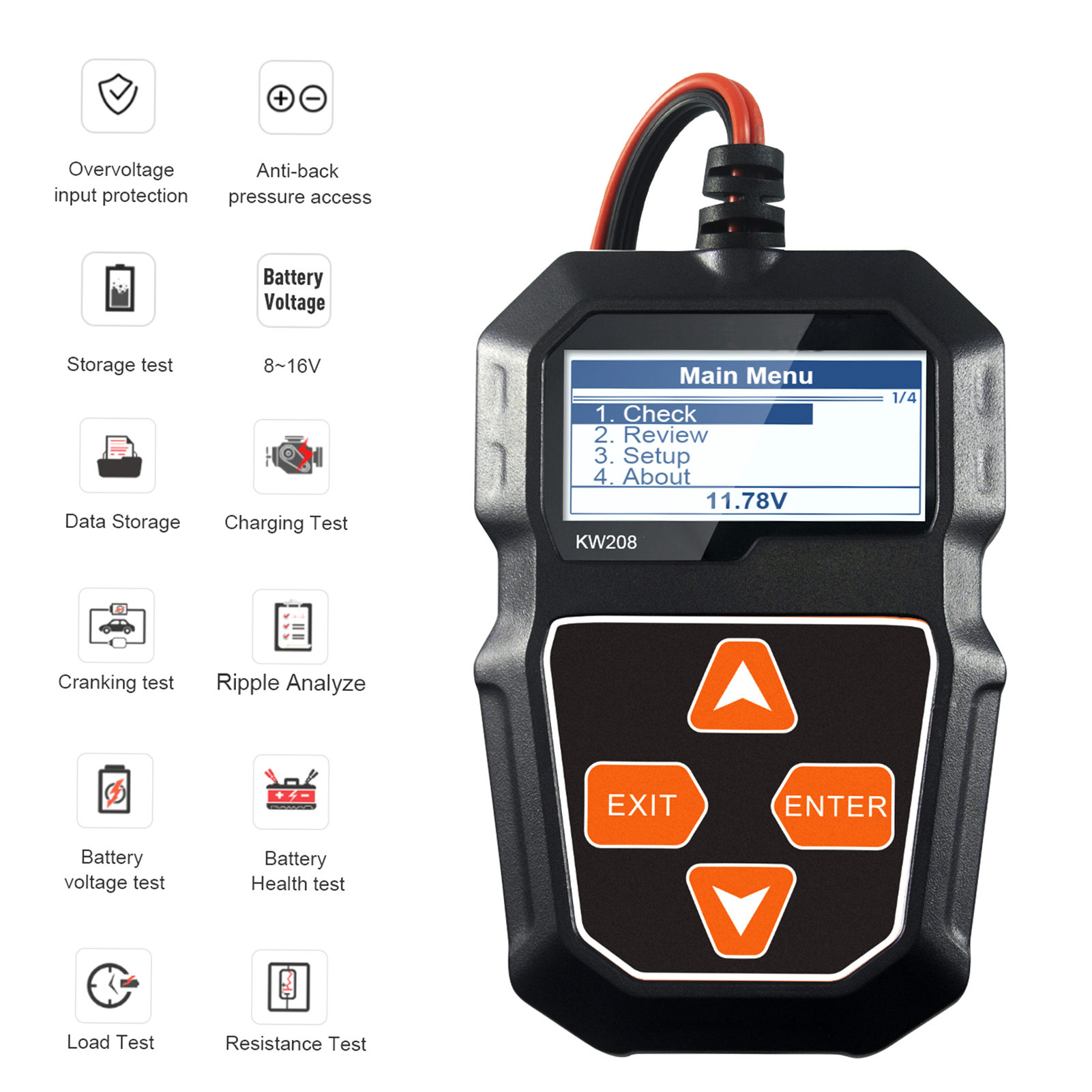 Battery Load Tester - KONNWEI KW208 12V Car Battery Load